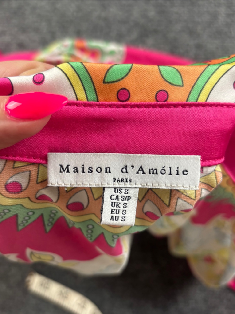 MAISON D’ AMELIE Women’s Crop Blouse Pink Paisley Button Up Top size: Small - Picture 6 of 7